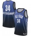 Cheap Men's 2023 All-Star #34 Giannis Antetokounmpo Blue Game Swingman Stitched Basketball Jersey