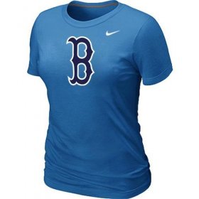 Wholesale Cheap Women\'s MLB Boston Red Sox Heathered Nike Blended T-Shirt Light Blue