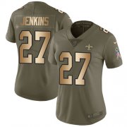 Wholesale Cheap Nike Saints #27 Malcolm Jenkins Olive/Gold Women's Stitched NFL Limited 2017 Salute To Service Jersey