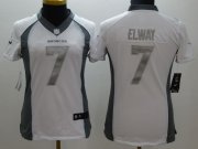 Wholesale Cheap Nike Broncos #7 John Elway White Women's Stitched NFL Limited Platinum Jersey