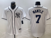 Cheap Men's New York Yankees #7 Mickey Mantle White Fashion Cool Base Jersey