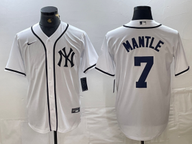 Cheap Men\'s New York Yankees #7 Mickey Mantle White Fashion Cool Base Jersey