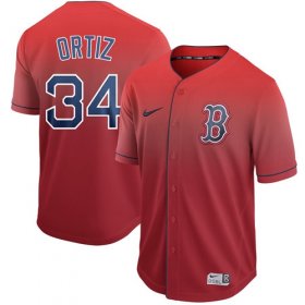Wholesale Cheap Nike Red Sox #34 David Ortiz Red Fade Authentic Stitched MLB Jersey