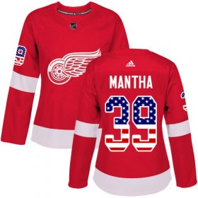 Wholesale Cheap Adidas Red Wings #39 Anthony Mantha Red Home Authentic USA Flag Women\'s Stitched NHL Jersey