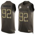 Wholesale Cheap Nike Steelers #92 James Harrison Green Men's Stitched NFL Limited Salute To Service Tank Top Jersey