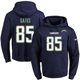 Wholesale Cheap Nike Chargers #85 Antonio Gates Navy Blue Name & Number Pullover NFL Hoodie