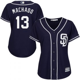 Wholesale Cheap Padres #13 Manny Machado Navy Blue Alternate Women\'s Stitched MLB Jersey