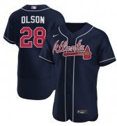 Wholesale Cheap Men's Atlanta Braves #28 Matt Olson Navy Flex Base Stitched Baseball Jersey