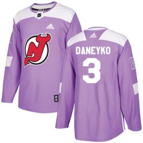 Wholesale Cheap Adidas Devils #3 Ken Daneyko Purple Authentic Fights Cancer Stitched NHL Jersey