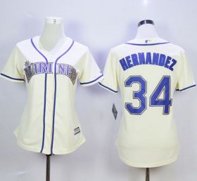Wholesale Cheap Mariners #34 Felix Hernandez Cream Alternate Women\'s Stitched MLB Jersey