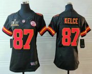Wholesale Cheap Women's Kansas City Chiefs #87 Travis Kelce Black 2021 Super Bowl LV Vapor Untouchable Stitched Nike Limited NFL Jersey