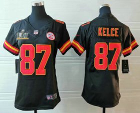 Wholesale Cheap Women\'s Kansas City Chiefs #87 Travis Kelce Black 2021 Super Bowl LV Vapor Untouchable Stitched Nike Limited NFL Jersey