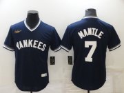 Wholesale Cheap Men's New York Yankees #7 Mickey Mantle Navy Blue Cooperstown Collection Stitched MLB Throwback Jersey