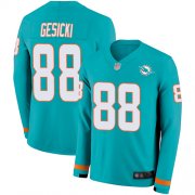 Wholesale Cheap Nike Dolphins #88 Mike Gesicki Aqua Green Team Color Men's Stitched NFL Limited Therma Long Sleeve Jersey