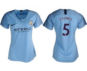 Wholesale Cheap Women\'s Manchester City #5 Stones Home Soccer Club Jersey