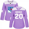Wholesale Cheap Adidas Rangers #20 Chris Kreider Purple Authentic Fights Cancer Women's Stitched NHL Jersey