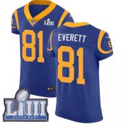 Wholesale Cheap Nike Rams #81 Gerald Everett Royal Blue Alternate Super Bowl LIII Bound Men's Stitched NFL Vapor Untouchable Elite Jersey