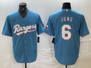 Cheap Men's Texas Rangers #6 Josh Jung Light Blue Team Logo Cool Base Jersey