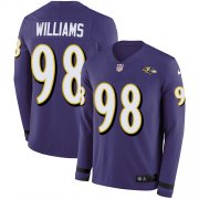 Wholesale Cheap Nike Ravens #98 Brandon Williams Purple Team Color Men's Stitched NFL Limited Therma Long Sleeve Jersey