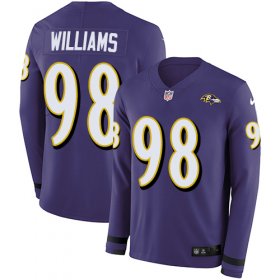 Wholesale Cheap Nike Ravens #98 Brandon Williams Purple Team Color Men\'s Stitched NFL Limited Therma Long Sleeve Jersey