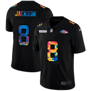 Cheap Baltimore Ravens #8 Lamar Jackson Men's Nike Multi-Color Black 2020 NFL Crucial Catch Vapor Untouchable Limited Jersey