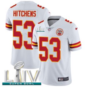 Wholesale Cheap Nike Chiefs #53 Anthony Hitchens White Super Bowl LIV 2020 Men\'s Stitched NFL Vapor Untouchable Limited Jersey
