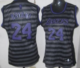 Wholesale Cheap Los Angeles Lakers #24 Kobe Bryant Gray With Black Pinstripe Womens Jersey