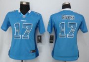 Wholesale Cheap Nike Chargers #17 Philip Rivers Electric Blue Alternate Women's Stitched NFL Elite Strobe Jersey