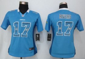 Wholesale Cheap Nike Chargers #17 Philip Rivers Electric Blue Alternate Women\'s Stitched NFL Elite Strobe Jersey