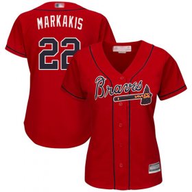 Wholesale Cheap Braves #22 Nick Markakis Red Alternate Women\'s Stitched MLB Jersey