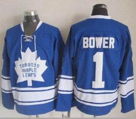 Wholesale Cheap Maple Leafs #1 Johnny Bower Blue CCM Throwback Stitched NHL Jersey