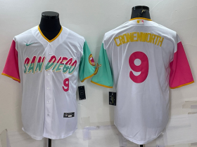 Wholesale Cheap Men\'s San Diego Padres #9 Jake Cronenworth White Number 2022 City Connect Cool Base Stitched Jersey