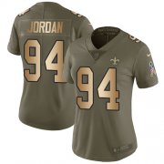 Wholesale Cheap Nike Saints #94 Cameron Jordan Olive/Gold Women's Stitched NFL Limited 2017 Salute to Service Jersey