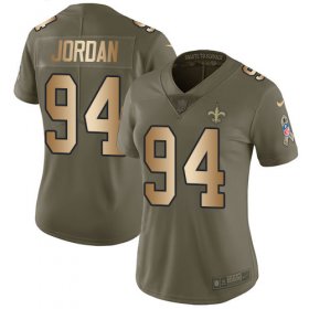 Wholesale Cheap Nike Saints #94 Cameron Jordan Olive/Gold Women\'s Stitched NFL Limited 2017 Salute to Service Jersey