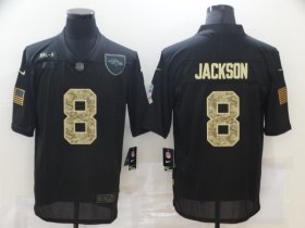 Wholesale Cheap Men\'s Baltimore Ravens #8 Lamar Jackson Black Camo 2020 Salute To Service Stitched NFL Nike Limited Jersey