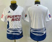Cheap Youth Puerto Rico Baseball Blank 2023 White World Baseball Classic Stitched Jerseys