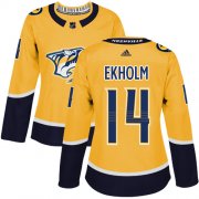 Wholesale Cheap Adidas Predators #14 Mattias Ekholm Yellow Home Authentic Women's Stitched NHL Jersey