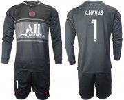 Wholesale Cheap Men 2021-2022 ClubParis Saint-GermainSecond away black Long Sleeve 1 Soccer Jersey