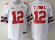 Wholesale Cheap Ohio State Buckeyes #12 Cardale Jones 2015 Playoff Rose Bowl Special Event Diamond Quest White Jersey