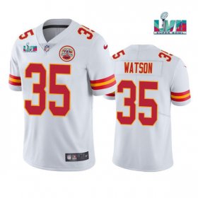 Wholesale Cheap Men\'s Kansas City Chiefs #35 Jaylen Watson White Super Bowl LVII Patch Vapor Untouchable Limited Stitched Jersey