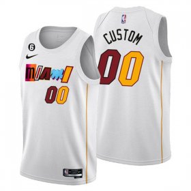 Wholesale Cheap Men\'s Miami Heat Customized White 2022-23 Classic Edition With NO.6 Patch Stitched Basketball Jersey