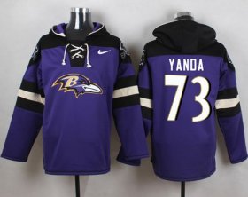 Wholesale Cheap Nike Ravens #73 Marshal Yanda Purple Player Pullover NFL Hoodie