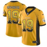 Wholesale Cheap Nike Steelers #19 JuJu Smith-Schuster Gold Men's Stitched NFL Limited Rush Drift Fashion Jersey