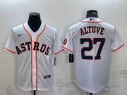 Wholesale Cheap Men's Houston Astros #27 Jose Altuve White With Patch Stitched MLB Cool Base Nike Jersey