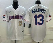 Cheap Men's Dominican Republic Baseball #13 Manny Machado Number 2023 White World Baseball Classic Stitched Jersey