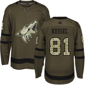 Wholesale Cheap Adidas Coyotes #81 Phil Kessel Green Salute to Service Stitched Youth NHL Jersey