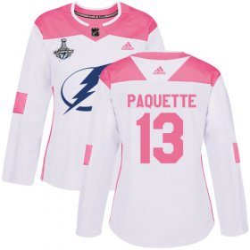 Cheap Adidas Lightning #13 Cedric Paquette White/Pink Authentic Fashion Women\'s 2020 Stanley Cup Champions Stitched NHL Jersey