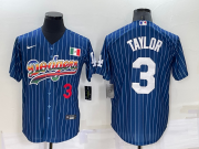 Wholesale Cheap Mens Los Angeles Dodgers #3 Chris Taylor Number Rainbow Blue Red Pinstripe Mexico Cool Base Nike Jersey