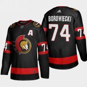 Cheap Ottawa Senators #74 Mark Borowiecki Men's Adidas 2020-21 Authentic Player Home Stitched NHL Jersey Black