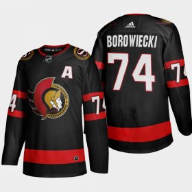 Cheap Ottawa Senators #74 Mark Borowiecki Men\'s Adidas 2020-21 Authentic Player Home Stitched NHL Jersey Black